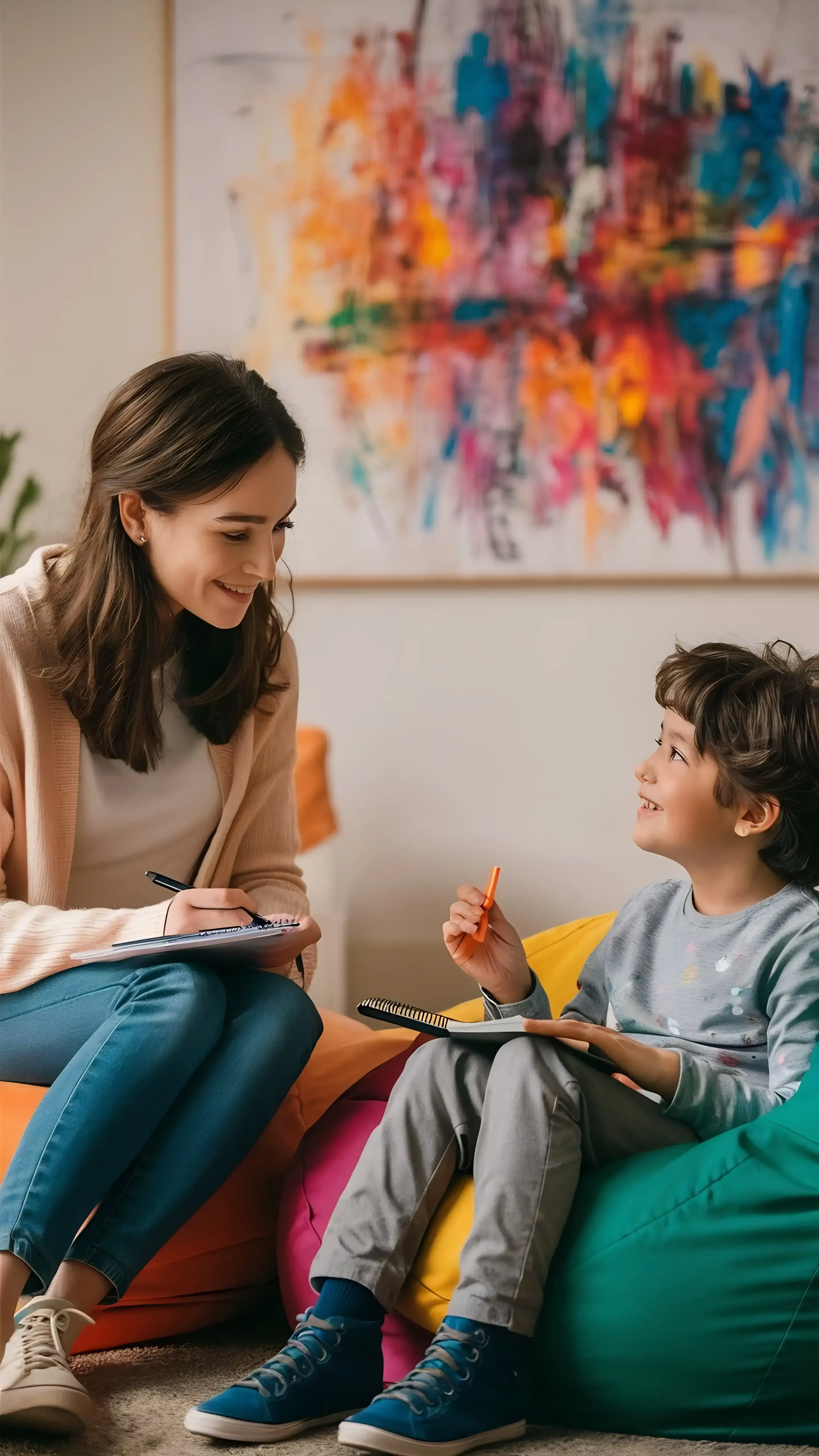 Clinician explaining autism evaluation findings and next steps to a parent in Miami, Florida